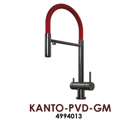 Смеситель Omoikiri Kanto PVD-GM вороненая сталь/красный шланг в Нижнем Новгороде