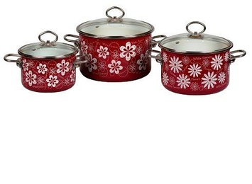 Набор кастрюль №09 БЕЛЫЕ ЦВЕТЫ 8DB095S вишн. в Нижнем Новгороде