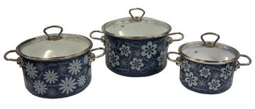 Набор кастрюль №09 БЕЛЫЕ ЦВЕТЫ 8DB095S бирюза в Нижнем Новгороде