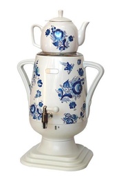 Самовар ДО-417 (4,0л) нерж. фарфоровый белый заварник (1,0л) Гже в Нижнем Новгороде